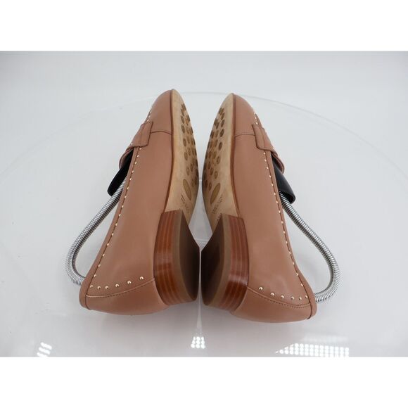 AGL Mocassin Penny Loafers Womens Size 39.5 9.5 Brown Micro Studs Slip On Shoes - Picture 7 of 13